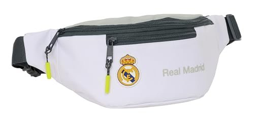 Safta REAL MADRID EQUIPATION 25/26 - saszetka biodrowa z zewnętrzną kieszenią, idealna dla młodzieży i dzieci w różnym wieku, wygodna i wszechstronna, jakość i wytrzymałość, 23 x 9 x 12 cm, biała, M