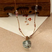 Inne - TEMU Boho-Chic Naszyjnik z Koralików z Wisiorkiem z Fasetowanego Zielonego Kamienia – Wszechstronny i Stylowy Dodatek do Codziennego Stylu lub na - miniaturka - grafika 1