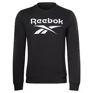 Bluzy męskie - Reebok Męska bluza z dużym ułożonym logo, czarna, L, Czarny, L - miniaturka - grafika 1