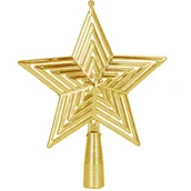 Bombki - Szpic na choinkę 18,5 cm gwiazdka ażurowa czubek złoty - miniaturka - grafika 1