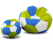 Fotele i pufy dla dzieci - Pufa piłka XXXL worek + gratis biało-limonkowo-niebieska - miniaturka - grafika 1