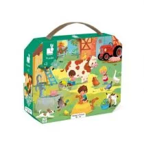 Janod Puzzle Dziecko A La Farma 24 częściowy - Gra edukacyjna Delikatna i koncentracja-walizka na nadgarstku-Wyprodukowano we Francji i certyfikowane przez FSC-od 3 lat, J02603, Wielokolorowy J02603 - Puzzle - miniaturka - grafika 1