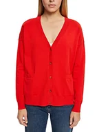 Swetry damskie - ESPRIT Kardigan z kieszeniami, czerwony, S - miniaturka - grafika 1