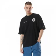 Koszulki sportowe męskie - Męski t-shirt z nadrukiem Champion Rochester Crewneck T-shirt - czarny - CHAMPION - miniaturka - grafika 1