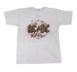 Koszulki męskie - DC AC T-shirt męski z napisem Rock Or Bust, biały, S 1010408-S - grafika 1