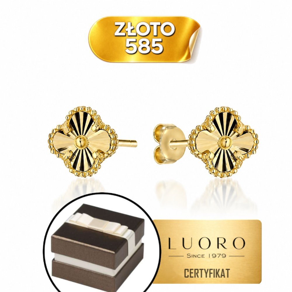 KOLCZYKI ZŁOTE 585 14K DIAMENTOWANA KONICZYNKA 6 MM SZTYFT ELEGANCKIE