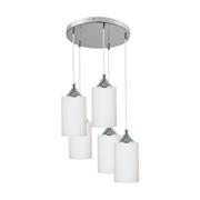 Lampy sufitowe - Lampa wisząca 5-punktowa, Bosco Mix, 40x120 cm, chrom, transparentny, biały - miniaturka - grafika 1