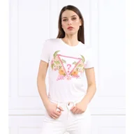Koszulki i topy damskie - GUESS T-shirt TRIANGLE FLOWERS | Regular Fit - miniaturka - grafika 1