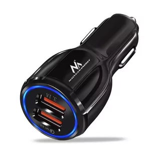 Maclean Ładowarka Ładowarka samochodowa MCE478 B QC 3.0 2xUSB czarna MCE478 B - Ładowarki samochodowe - miniaturka - grafika 1