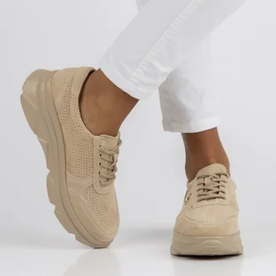 Skórzane Sneakersy Filippo DP2138/23 BE beżowy - Sneakersy damskie - miniaturka - grafika 6