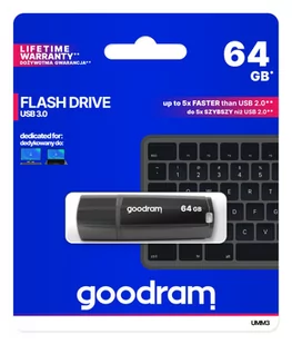 Pamięć USB GOODRAM UMM3 USB 3.0 64MB Czarny UMM3-0640K0R11 - Pendrive - miniaturka - grafika 1