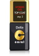 Lakiery hybrydowe - Delia Cosmetics Cosmetics, Coral Hybrid Gel, emalia do paznokci Top Coat, 11 ml - miniaturka - grafika 1