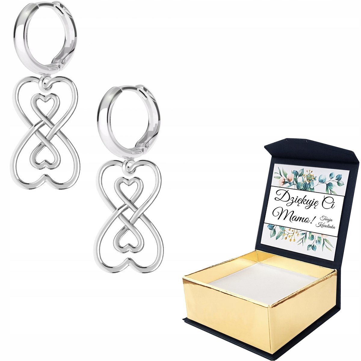 Kolczyki srebrne Nieskończoność 925 WŁASNY NADRUK