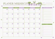 Tablice i flipcharty - Miesięczny planer magnetyczny 20x30 cm z markerem kwiatki zielono fioletowy - miniaturka - grafika 1