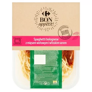 Carrefour Bon appétit! Spaghetti bolognese z mięsem wołowym i włoskim serem 400 g - Szybkie dania obiadowe - miniaturka - grafika 1