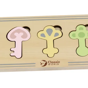 CLASSIC WORLD Drewniana Układanka Montessori Sensoryczna Klucze i Zamki do Dopasowania - Układanki dla dzieci - miniaturka - grafika 5