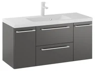 Szafki łazienkowe - Szafka Wisząca Z Umywalką RON 100 cm D - Titan Mat - Uchwyty Białe Matowe - miniaturka - grafika 1