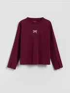 Bluzki dla dziewczynek - Reserved - Koszulka z haftem - bordowy - miniaturka - grafika 1