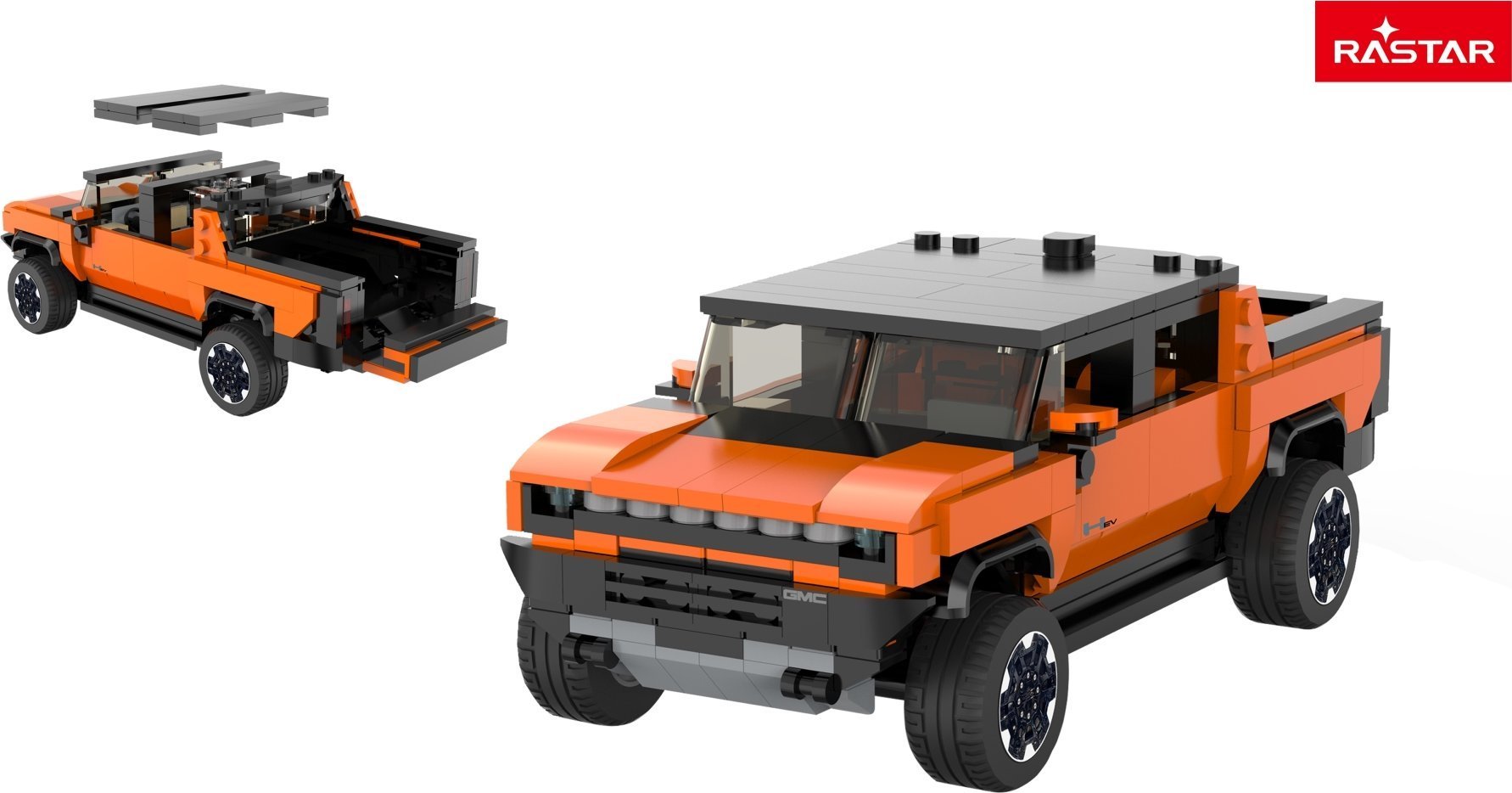 Rastar RASTAR 1:30 assemble car model Hummer EV, assort., orange/yellow, 454 parts, 93700