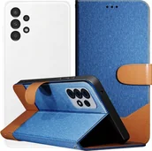 Etui i futerały do telefonów - Etui z Klapką Do Samsung Galaxy A13 4G Jeans, Skórzane, Kabura Szkło 9H - miniaturka - grafika 1