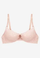 Biustonosze - Różowy Koronkowy Biustonosz Push Up Ozdobiony Metaliczną Aplikacją Norithiel - miniaturka - grafika 1