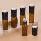 Pozostałe akcesoria kosmetyczne - TEMU 5 sztuk 5ml Puste Butelki na Olejki Eteryczne, Wielokrotnego Napełniania Szklane Fiolki z ze Stali Nierdzewnej, Nieprzeciekające Pojemniki - miniaturka - grafika 1