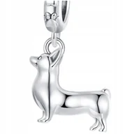 Bransoletki - Charms Zawieszka Charms Pies Corgi Srebro 925 Charmsy Trusky - miniaturka - grafika 1