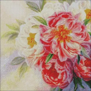 Diamentowa Mozaika - Nastrój piwonii 40x40 - Ideyka - Malowanie po numerach - miniaturka - grafika 1