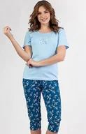 Piżamy damskie - Dwuczęściowa piżama damska niebieska 700, Kolor niebieski-wzór, Rozmiar L, Regina - Intymna - miniaturka - grafika 1