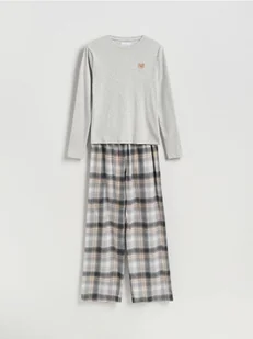 Reserved - Dwuczęściowa piżama z misiem - jasnoszary - Moda i Uroda OUTLET - miniaturka - grafika 1