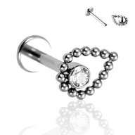 Kolczyki - Kolczyk PIERCING Labret z cyrkonią i kulkami Helix Lobe TYTAN 1,2/12/3 - miniaturka - grafika 1