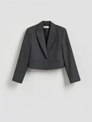 Marynarki i żakiety damskie - Reserved - Krótka marynarka - szary - miniaturka - grafika 1