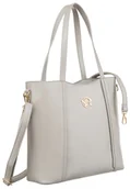 Torebki damskie - Duża torba damska ze skóry ekologicznej torebka damska 2w1 z organizerem Rovicky, szary - miniaturka - grafika 1