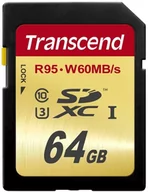 Karty pamięci - Karta pamięci TRANSCEND SDXC, 64 GB, Class 10 - miniaturka - grafika 1