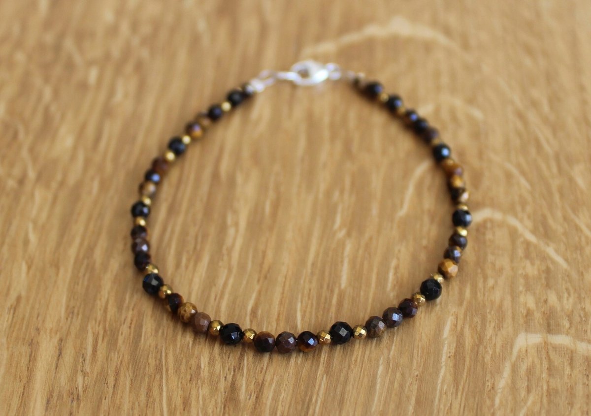 bransoletka JESIENNY MIX TYGRYSIE OKO TURMALIN fasetowany 3,0mm agalag