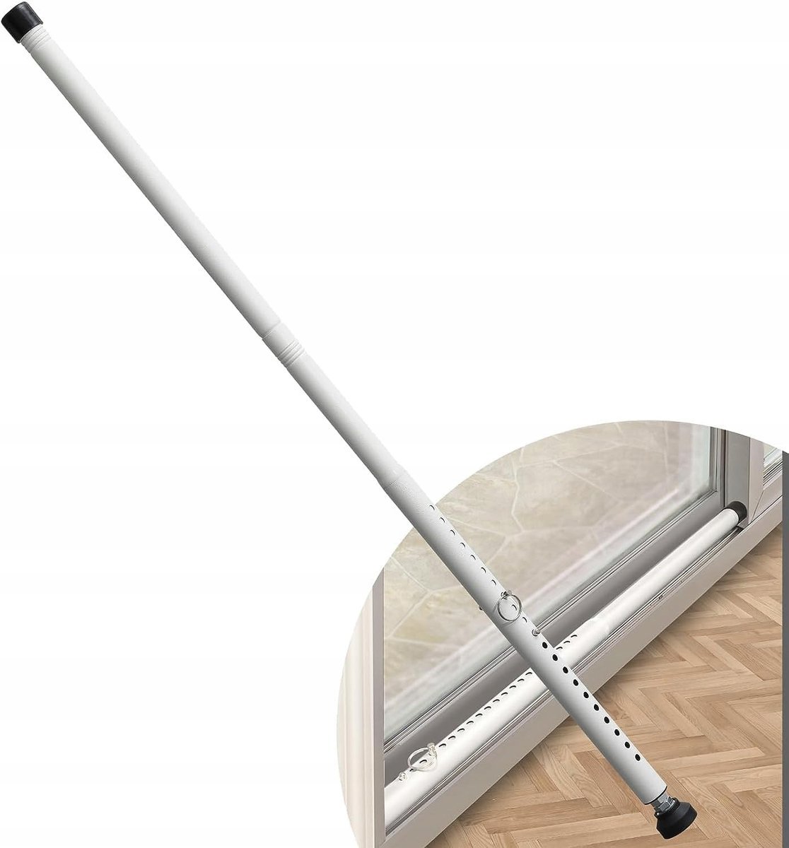 Drążek zabezpieczający do drzwi przesuwnych Regulowany od 44 do 128cm Biały