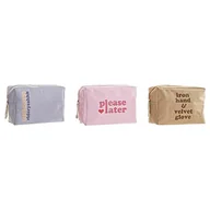 Pokrowce na ubrania - Neceser DKD Home Decor Płótno Niebieski Różowy Poliester Poliuretan Shabby Chic (3 szt.) (20 x 8 x 14 cm) - miniaturka - grafika 1