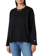 Koszulki i topy damskie - Champion Legacy American Classics W-Light Cotton Jersey L-s Relaxed Crewneck Damska koszulka z długim rękawem, Czarny, L - miniaturka - grafika 1