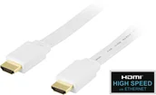 Kable komputerowe i do monitorów - DELTACO flat HDMI cable, HDMI High Speed with Ethernet, 0.5m, white HDMI-1005H - miniaturka - grafika 1