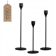 Świeczniki - Świecznik Prosty na Długie Świece Świąteczny Weselny na Nodze Zestaw 3 Szt - miniaturka - grafika 1