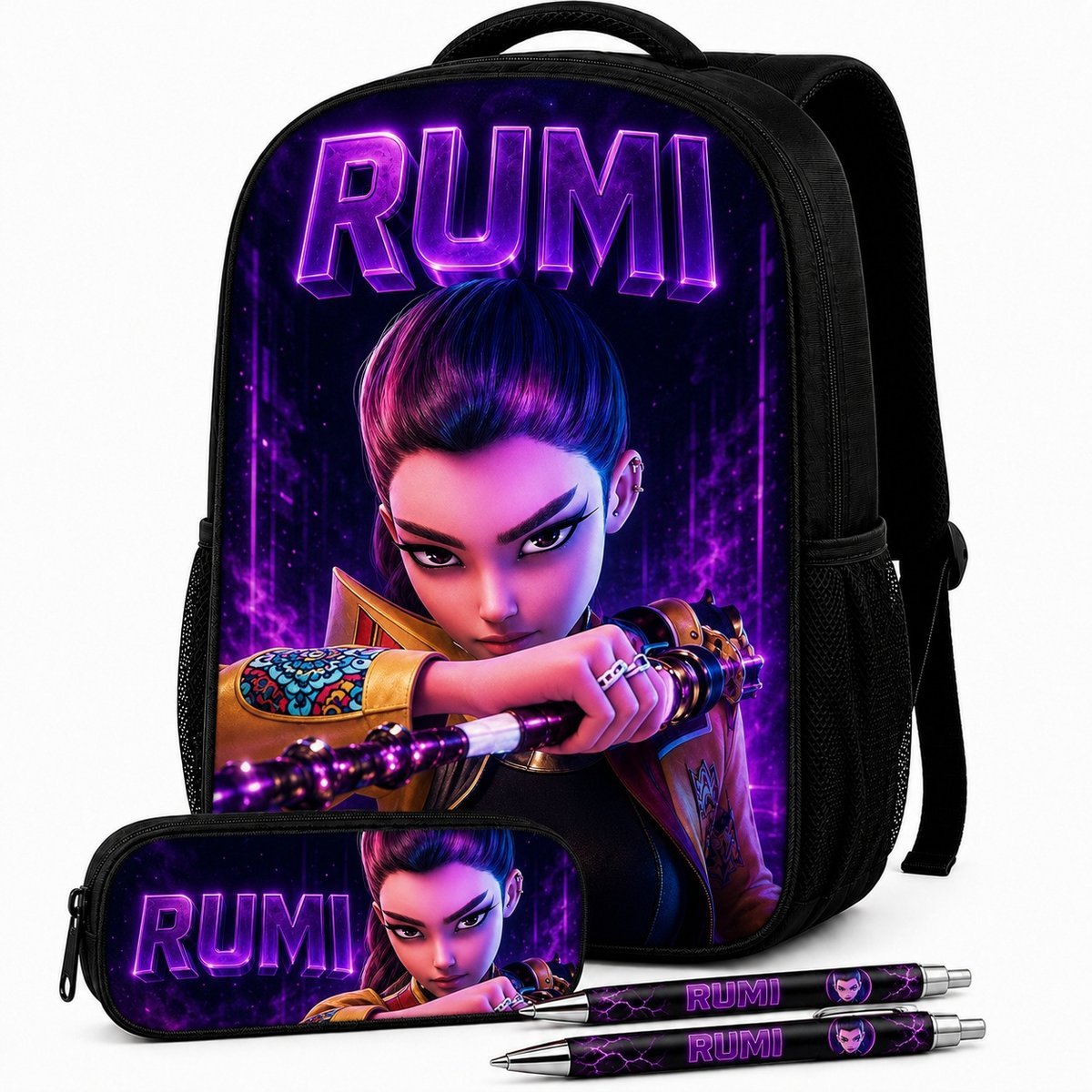 ZESTAW SZKOLNY KPOP DEMON HUNTERS RUMI PLECAK A4 + PIÓRNIK + PRZYBORY 5EL. NOWA SERIA KL. 1-3 4-8