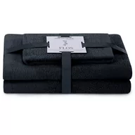 Ręczniki - AmeliaHome, Ręcznik Flos czarny 30x50+50x90+70x130 cm - miniaturka - grafika 1