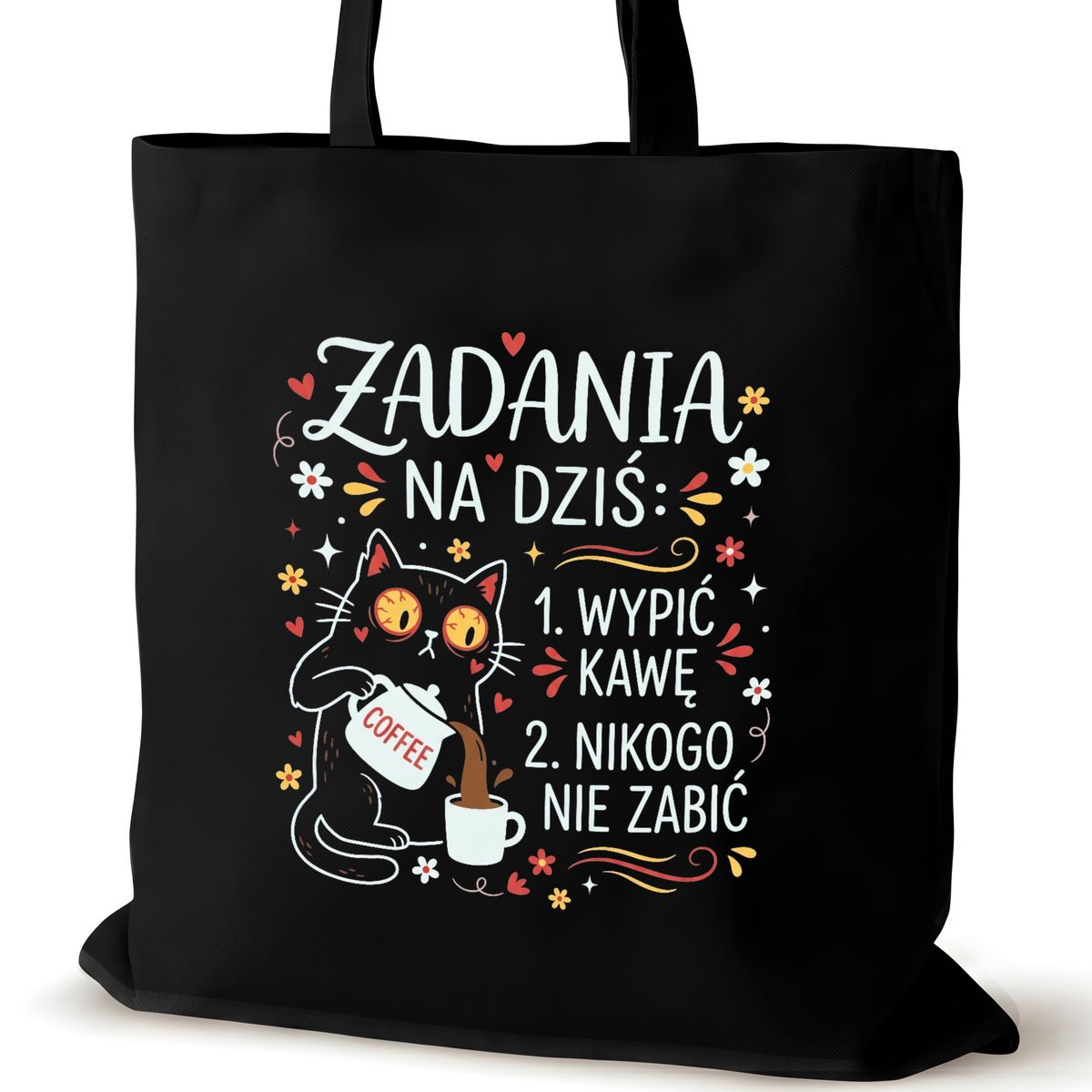 Torba bawełniana czarna dla VIRAL na ramię przyjaciółki duża śmieszna