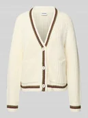 Swetry damskie - Kurtka z dzianiny z dekoltem w serek - miniaturka - grafika 1