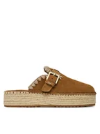 Espadryle damskie - Mou Espadryle Jute clog plain MU.SW641000A Brązowy - miniaturka - grafika 1