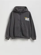 Bluzy dla chłopców - Reserved - Bawełniana bluza z kapturem - ciemnoszary - miniaturka - grafika 1