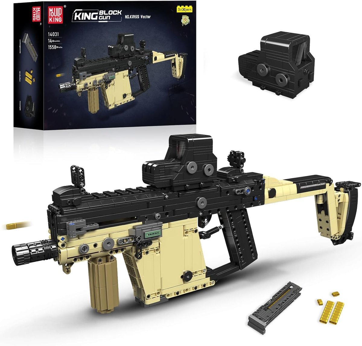 KLOCKI MOULD KING 14031 BROŃ PISTOLET MASZYNOWY KRISS VECTOR 1558 EL.