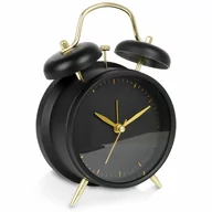 Zegary - Zegarek budzik analogowy metalowy czarny złoty retro kod: O-569423 - miniaturka - grafika 1