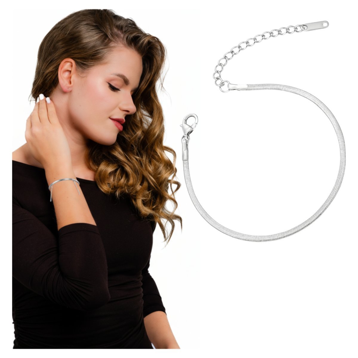 Bransoletka Srebrna Damska ze Stali Chirurgicznej 316L na Rękę Regulowana