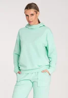 Bluzy damskie - Damska bluza z kapturem - miętowa bluza damska M1034 rozmiar L - miniaturka - grafika 1